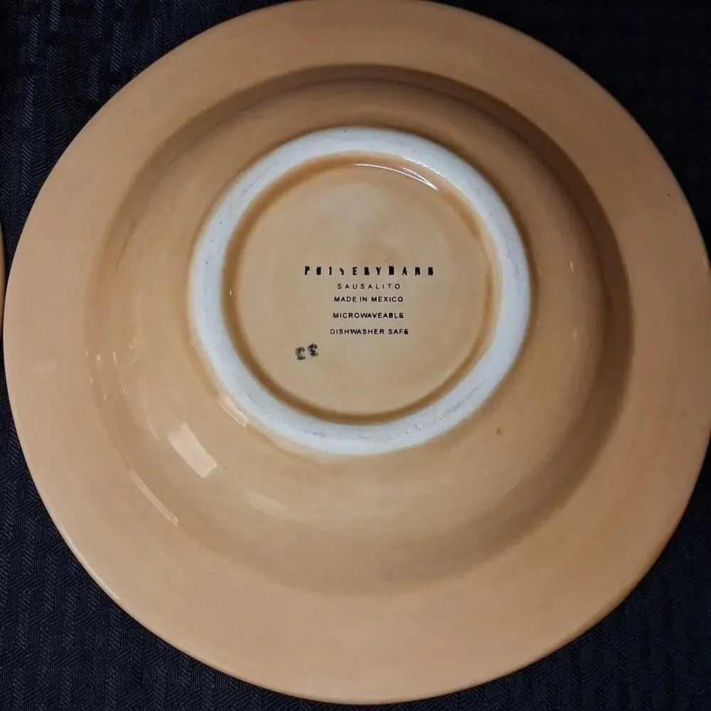 Pottery Barn Sausalito Amber Yellow Earthenware Soup Pasta Bowls Mexico Set 2